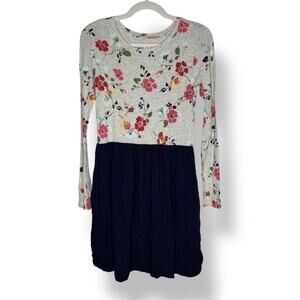 Girls GAP Kids Floral Color Block Navy Blue Dress 844904 Size Large